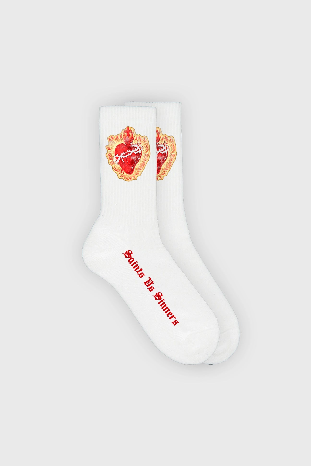Fire Heart Sock (White)